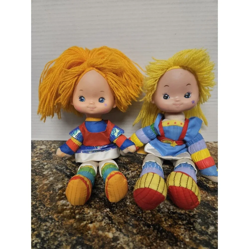 Vintage 1983 Rainbow Brite Dolls Lot of 2 - Original Mattel Hallmark- Bendy